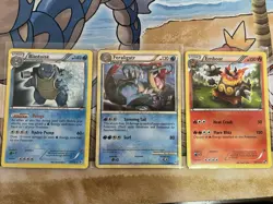Starter Pokemon Non Holo Rare Card Lot Feraligatr + Emboar + Blastoise - Image 1