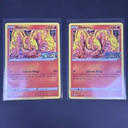2x Moltres SWSH185 Brilliant Stars Pre Release Stamped Promo Pokemon - Image 1