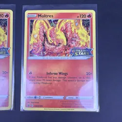 2x Moltres SWSH185 Brilliant Stars Pre Release Stamped Promo Pokemon - Image 3