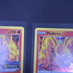 2x Moltres SWSH185 Brilliant Stars Pre Release Stamped Promo Pokemon - Image 4