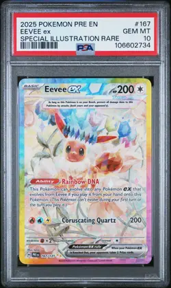 2025 POKEMON PRE EN-PRISMATIC EVOLUTIONS #167 EEVEE EX PSA 10 - Image 1