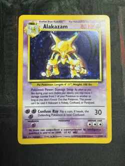 Pokemon TCG Alakazam Base Set 1/102 Holo Unlimited Holo Rare LP/NM- - Image 1