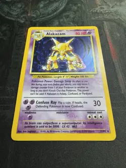 Pokemon TCG Alakazam Base Set 1/102 Holo Unlimited Holo Rare LP/NM- - Image 2