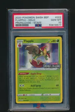 FLAPPLE POKEMON SWSH STAFF PROMO REBEL CLASH PRERELEASE SWSH022 GRADED PSA 10 - Image 1