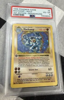 1999 POKEMON BASE SET 1ST EDITION-SHADOWLESS #8 MACHAMP-HOLO PSA 4 - Image 1