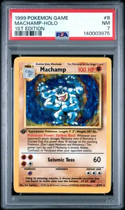 1999 POKEMON BASE SET 1ST EDITION #8 MACHAMP-HOLO PSA 7 - Image 1