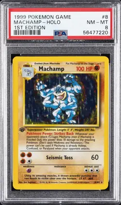 1999 POKEMON BASE SET 1ST EDITION #8 MACHAMP-HOLO PSA 8 - Image 1