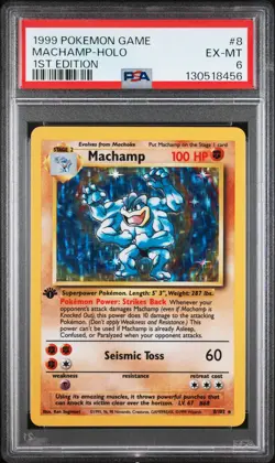 1999 POKEMON BASE SET 1ST EDITION #8 MACHAMP-HOLO PSA 6 - Image 1