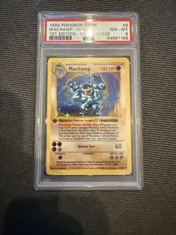 1999 PSA 8 POKEMON BASE SET 1ST EDITION 8/102 MACHAMP HOLO - Image 1