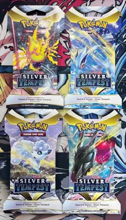 Lot of 4 Pokemon Silver Tempest Sealed Sleeved Booster Packs - All 4 Pack Arts - Image 1