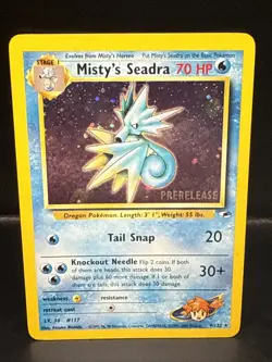 Pokemon TCG Misty's Seadra Holo Rare Gym Heroes Prerelease 9/132 BE - Image 1