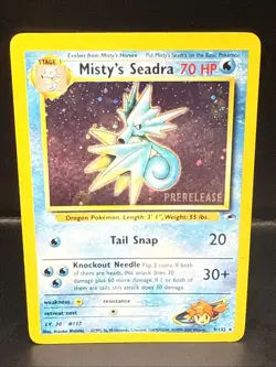 Pokemon TCG Misty's Seadra Holo Rare Gym Heroes Prerelease 9/132 BE - Image 2