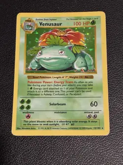 Pokemon Venusaur Holo Rare Card Base Set Shadowless 15/102 100HP 1999 English - Image 1