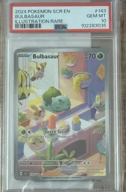 Bulbasaur Illustration Rare 143/142 Pokemon 2024 Stellar Crown IR PSA 10 Card - Image 1