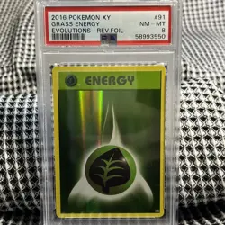 2016 Pokemon Evolutions Grass Energy Reverse Foil Card PSA 8!!! - Image 2