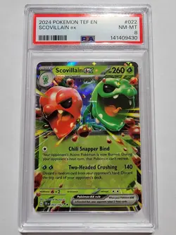 2024 Pokemon Temporal Forces Scovillain ex #022 PSA 8 Nm Graded Card - Image 1