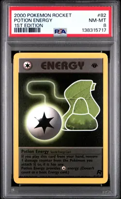2000 POKEMON ROCKET 1ST EDITION #82 POTION ENERGY PSA 8 - Image 1