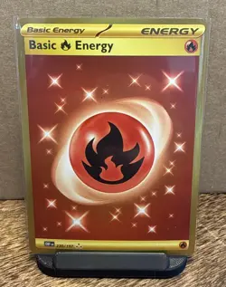 Pokemon TCG Basic Fire Energy Obsidian Flames Holo Gold Card 230/197SV03 MINT - Image 1