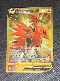 Galarian Zapdos V 182/172 - Brilliant Stars Pokemon Card - NM - Image 1