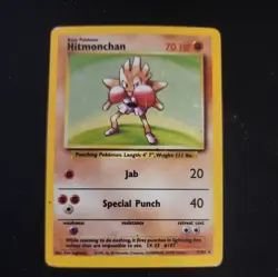 Hitmonchan Base Set Holo Unlimited Rare Pokemon TCG Card 7/102 LP - Image 1