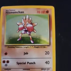 Hitmonchan Base Set Holo Unlimited Rare Pokemon TCG Card 7/102 LP - Image 2