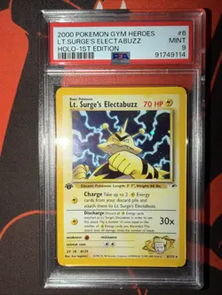 Pokemon Gym Heroes 1st Edition - Lt Surge’s Electabuzz 6/132 Holo PSA 9 MINT - Image 1