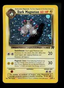 Dark Magneton 11/82 Team Rocket 2000 Holo Rare WOTC Pokemon Card TCG - Image 1