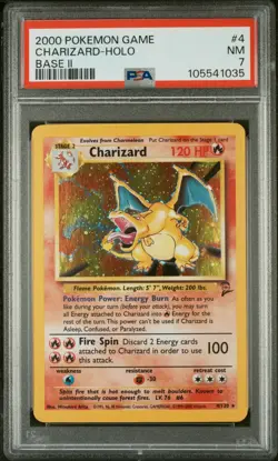 Pokemon Charizard 4/130 PSA 7 NM Base Set 2 Holo Rare 2000 WOTC - Image 1