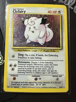 Clefairy 5/102, Base Set, Holo Rare, Pokemon TCG, WOTC, Vintage 1999, LP/NM, - Image 1