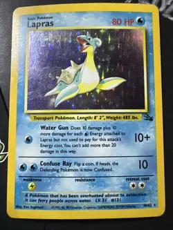 Lapras 10/62, Fossil Set, Holo Rare, Pokemon TCG, WOTC, Vintage 2000, NM - Image 1