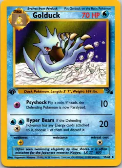 Golduck 35/62 Fossil 1st Edition LP Pokemon Card TCG - Image 1