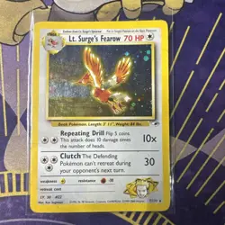 Pokemon TCG Lt. Surge's Fearow Holo Rare Card 7/132 Gym Heroes Series - Image 1