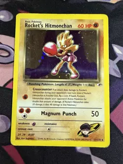 Rockets Hitmonchan Gym Heroes Trading Card 11/132 Holo - Image 5
