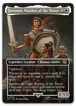 Boromir, Warden of the Tower (Borderless) #407 NM Lord of the Rings Magic MTG - Image 1