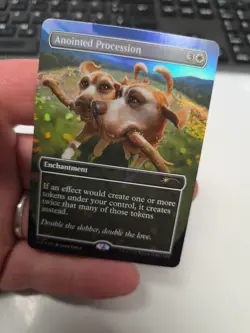 Magic Anointed Procession Foil Secret Lair R 1511 Sld En Mtg Tcg Card Dog Cat - Image 1