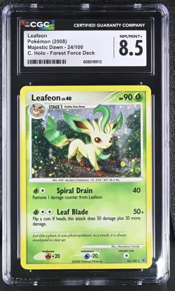 CGC 8.5 Leafeon 2008 Majestic Dawn 24/100 Holo SWIRL Pokemon Card - Image 1