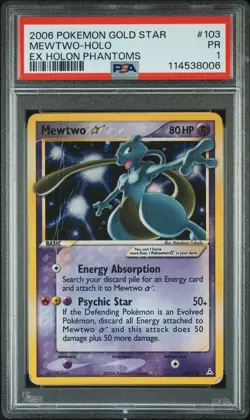 PSA 1 PR POOR Pokemon TCG Mewtwo EX Holon Phantoms 103 Gold Star Pop 199 - Image 1