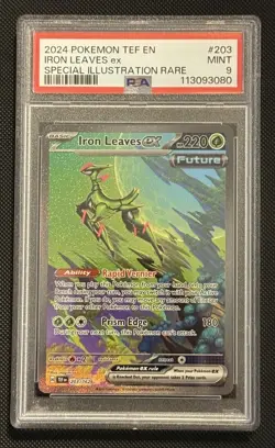 Pokemon TCG Iron Leaves EX Scarlet & Violet Temporal Forces 203/162 PSA 9 - Image 1