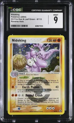 CGC 9 MINT Nidoking EX Fire Red & Leaf Green 8/112 Reverse Holo Pokemon Card - Image 1