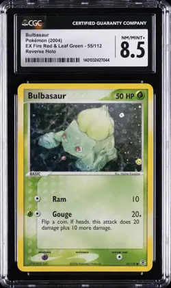 2004 POKEMON EX FIRE RED & LEAF GREEN REVERSE HOLO #55 BULBASAUR CGC 8.5 - Image 1
