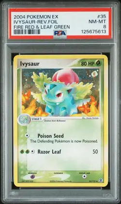 2004 POKEMON EX FIRE RED & LEAF GREEN #35 IVYSAUR-REVERSE FOIL PSA 8 - Image 1