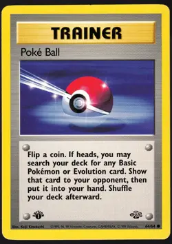 Poke Ball 1st Edition 64/64 Jungle 1999 Pokemon TCG Card LP - Image 1
