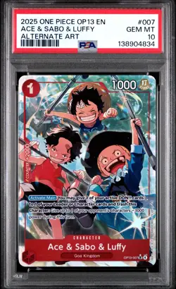 2025 ONE PIECE OP13 007 CARRYING ON HIS WILL ACE & SABO & LUFFY ALT ART PSA 10 - Image 1