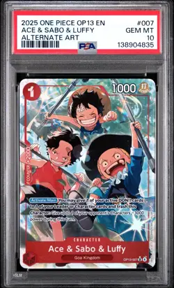 2025 ONE PIECE OP13 007 CARRYING ON HIS WILL ACE & SABO & LUFFY ALT ART PSA 10 - Image 1