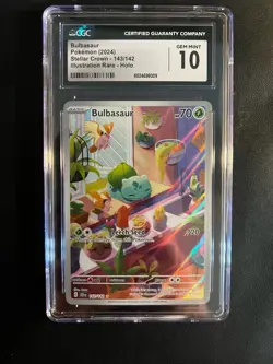 CGC 10 GEM MINT Pokemon Bulbasaur 143/142 Stellar Crown Illustration Rare - Image 1