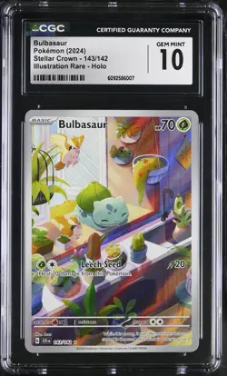 Pokemon Bulbasaur #143/142 Stellar Crown Illustration Rare CGC 10 Gem Mint 4d - Image 1