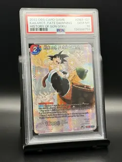2022 DBS CARD GAME HISTORY OF SON GOKU #DB3-127 KAKAROT, FATE DAWNING PSA 10 - Image 1