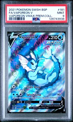 2021 POKEMON SWSH BLACK STAR PROMO #181 FULL ART/VAPOREON V PSA 9 - Image 1