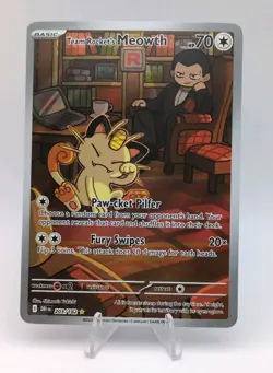 2025 Team Rocket's Meowth 203/182 Sv10: Pokemon Destined Rivals Holo - Image 1