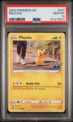 2022 POKEMON GO #027 PIKACHU PSA 10 - Image 1